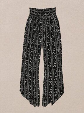 Free People Blue Boho Harem Pants Elastic Waist Cropped Rayon Festival Medium